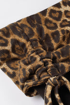 Leopard Print Ruched Side Drawstring Bustier Crop Top image 4