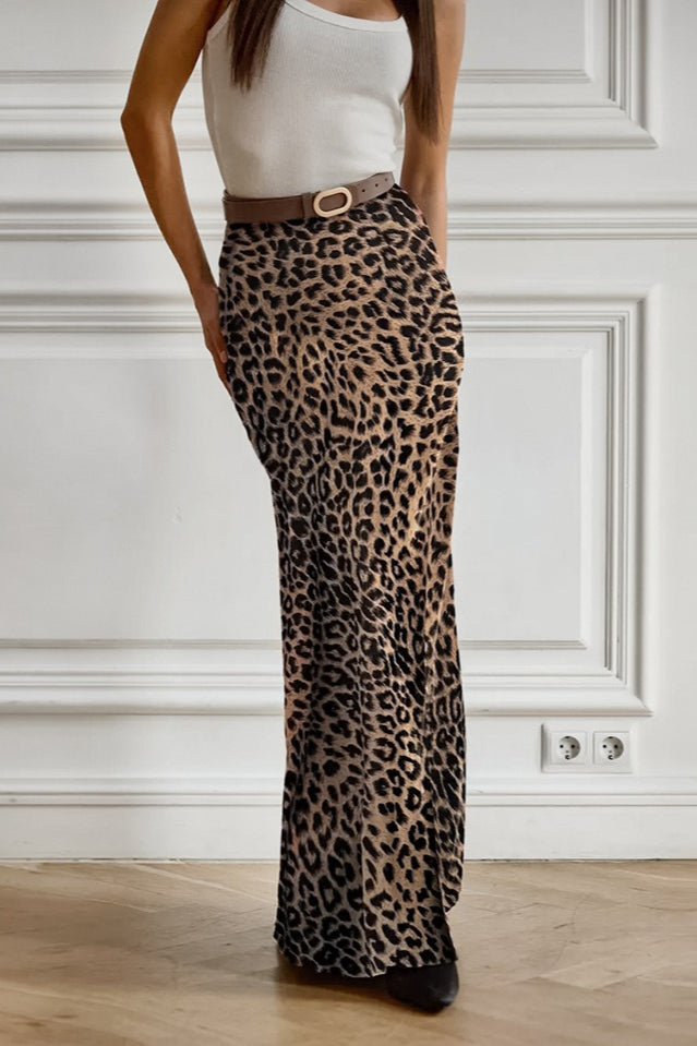 Vintage Leopard Chiffon Mermaid Maxi Skirt image 1