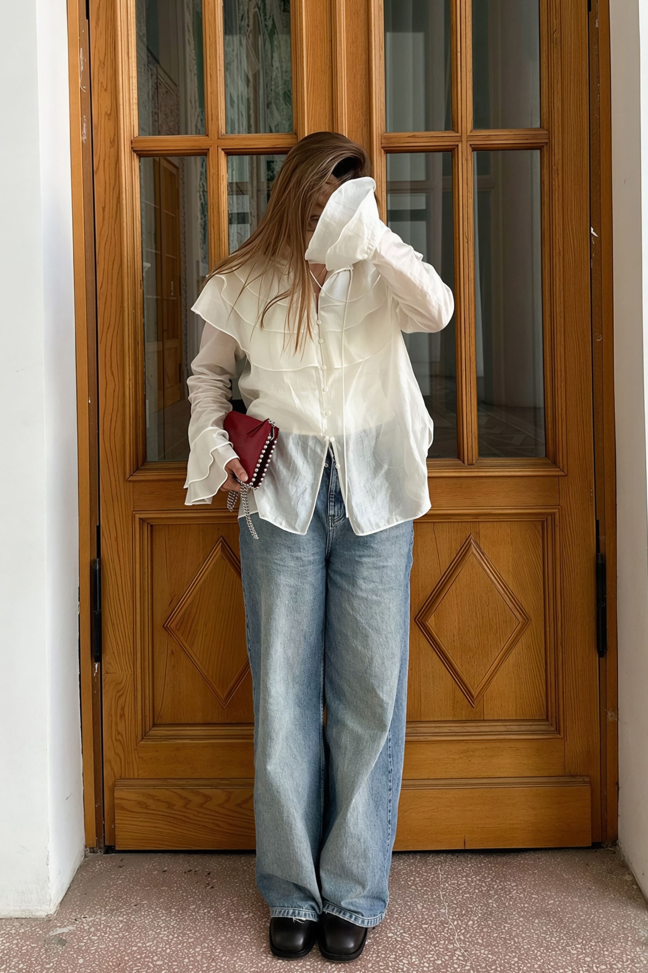 Ruffled Flare Sleeve Tencel Chiffon Blouse image 4