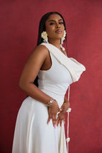 Solid Asymmetrical Shoulder Cowl Neck Cami Maxi Dress image 3