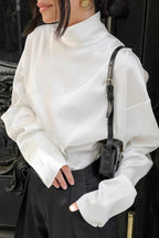 Minimalist Satin Turtleneck Blouse image 1