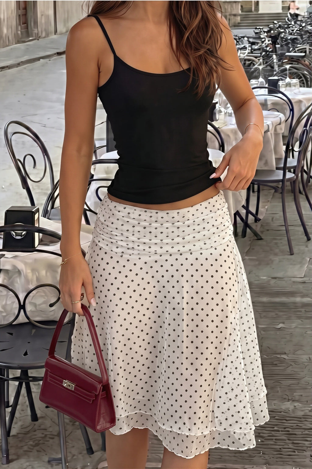 Chic Dot Print Asymmetric Mini Skirt image 1