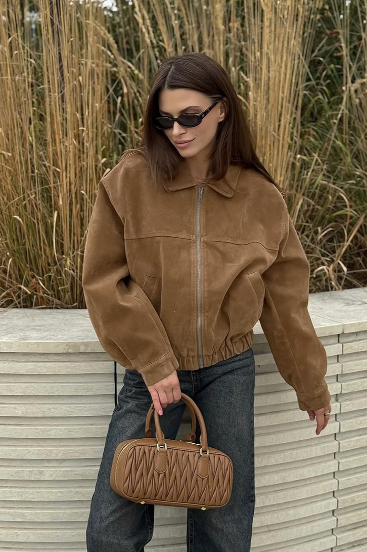 Vintage Suede Zip Front Relaxed Jacket image 8