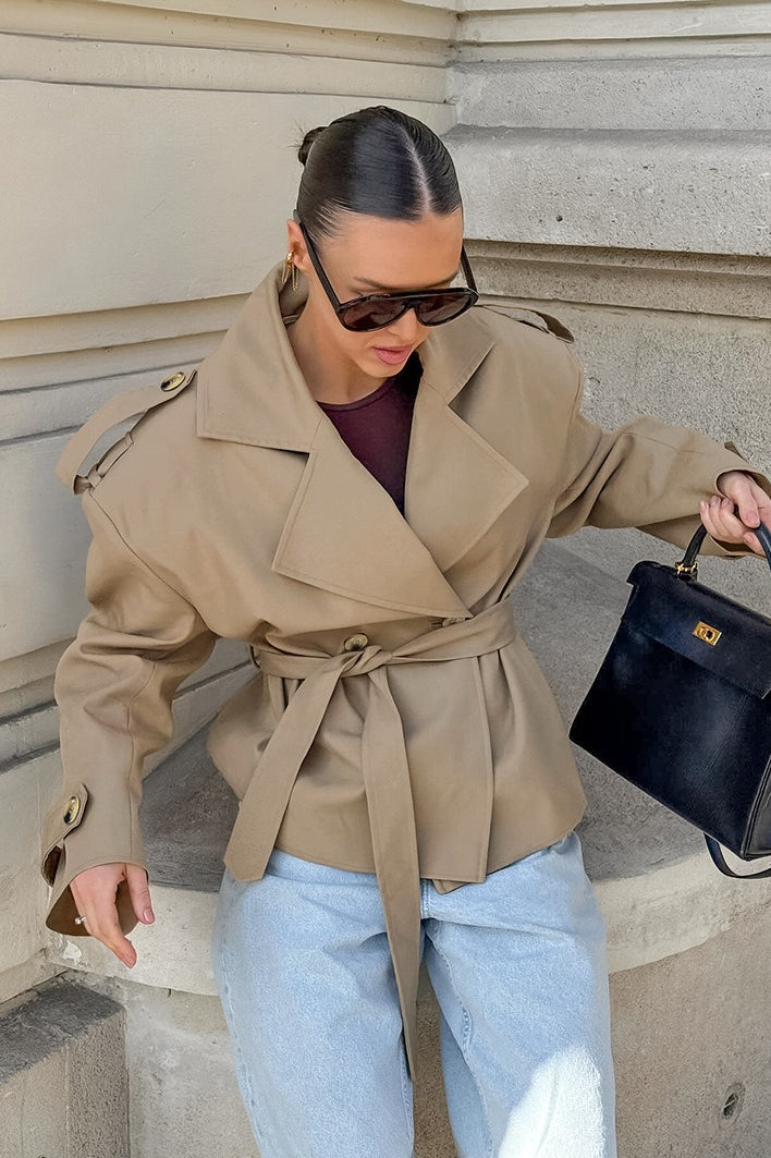 Fashionable Belted Trench Jacket image 1