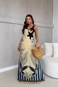 Printed Color Block Striped Vacation Maxi Dress image 1