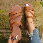 Lena Flat Sandals detail view styled for Avrienne