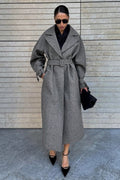 Longline Wool Blend Tie Waist Loose Elegant Overcoat image 1