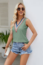 Nicolette Eyelet Tank detail view styled for Avrienne