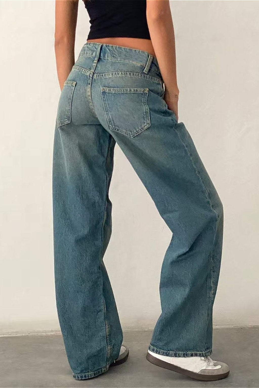 Solid Stretch Straight Leg Jeans image 3