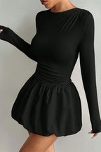 Fitted Stretchy Elegant Long Sleeve Tiered Mini Dress image 4