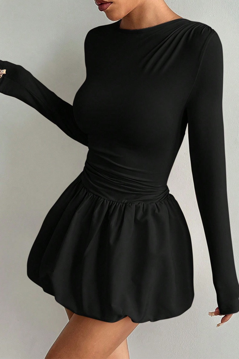 Fitted Stretchy Elegant Long Sleeve Tiered Mini Dress image 4