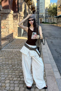 Street Style Loose Fit Spliced Wide Leg Pants image 1