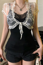 Lace Patchwork Mesh Twin Set Blouse image 1