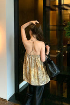Chiffon V Neck Leopard Print Beaded Cami Top image 5
