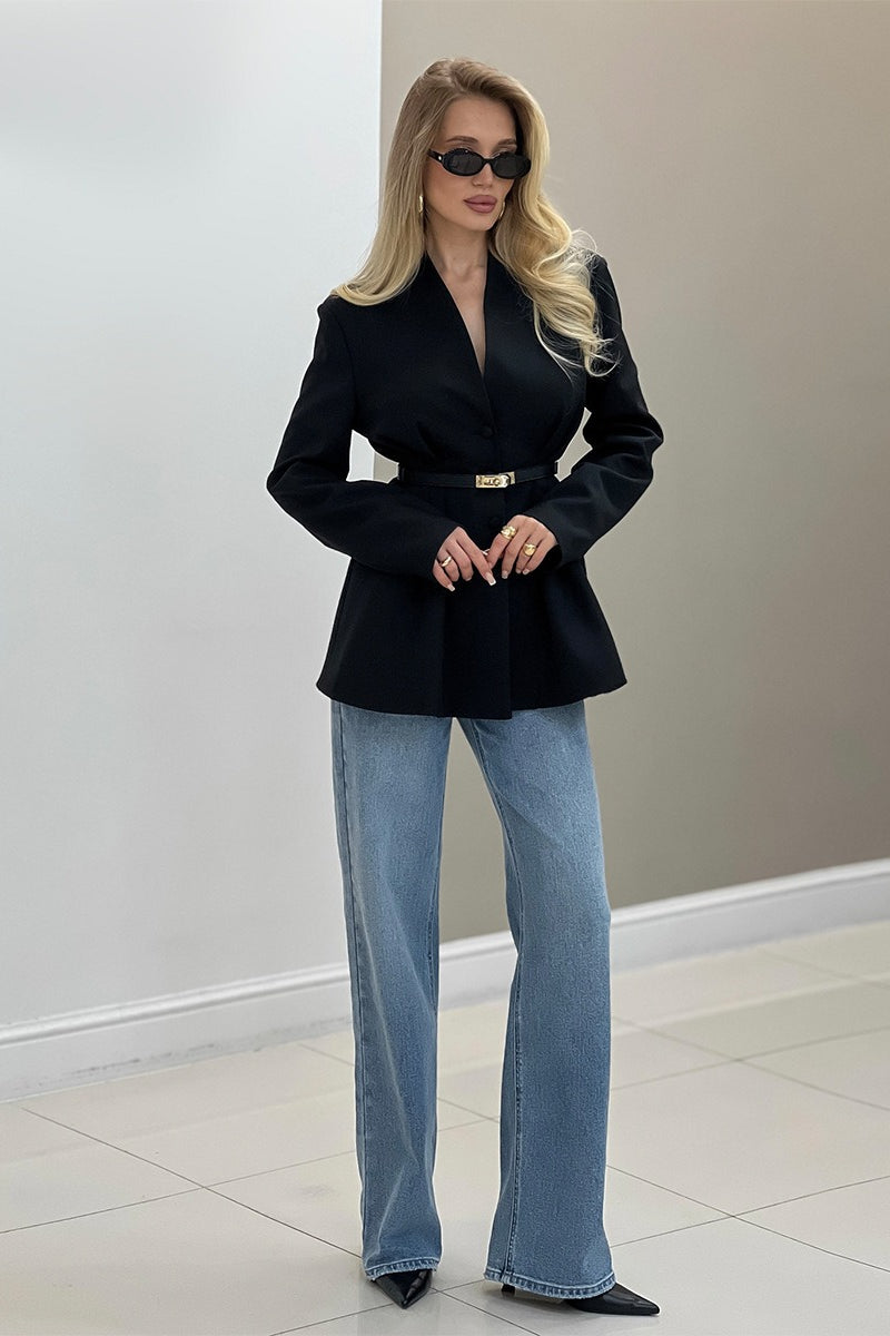 V Neck Waist Detail Blazer image 12