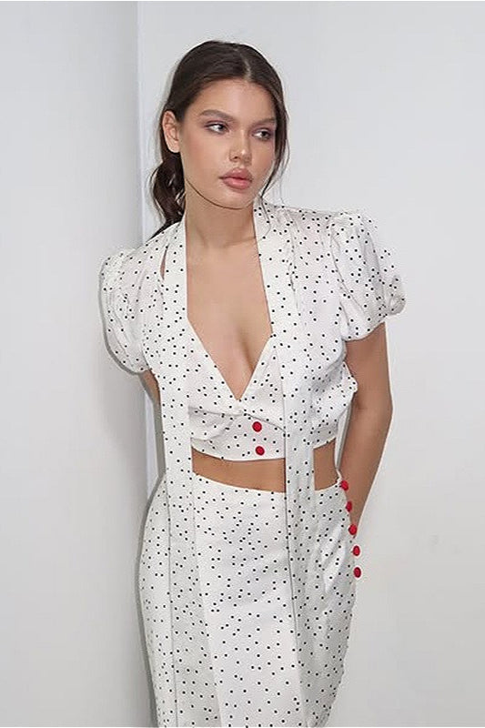 Polka Dot V-Neck Maxi Two Pieces Set image 1