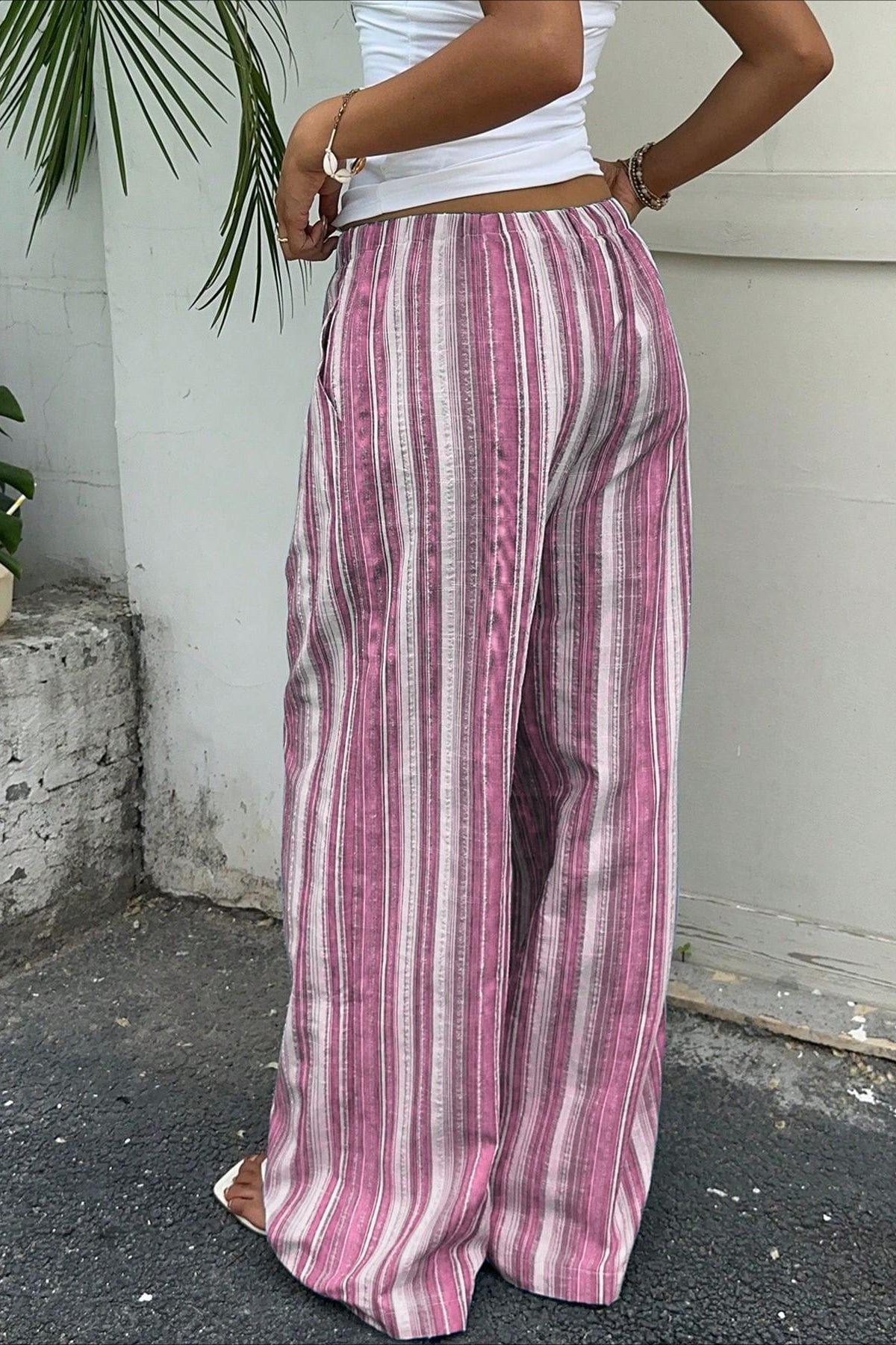Stripe Drawstring Waist Casual Pants image 7