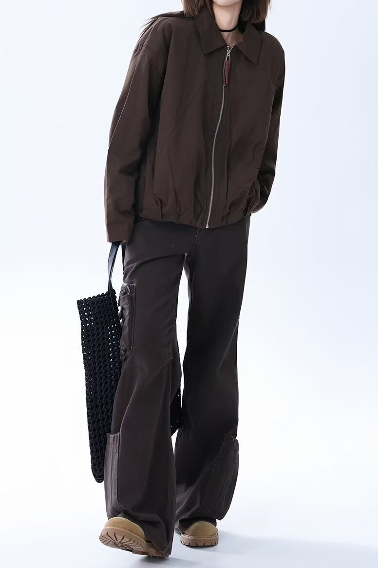 Brown Faux Leather Relaxed Jacket image 5