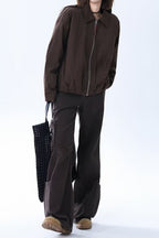 Brown Faux Leather Relaxed Jacket image 5