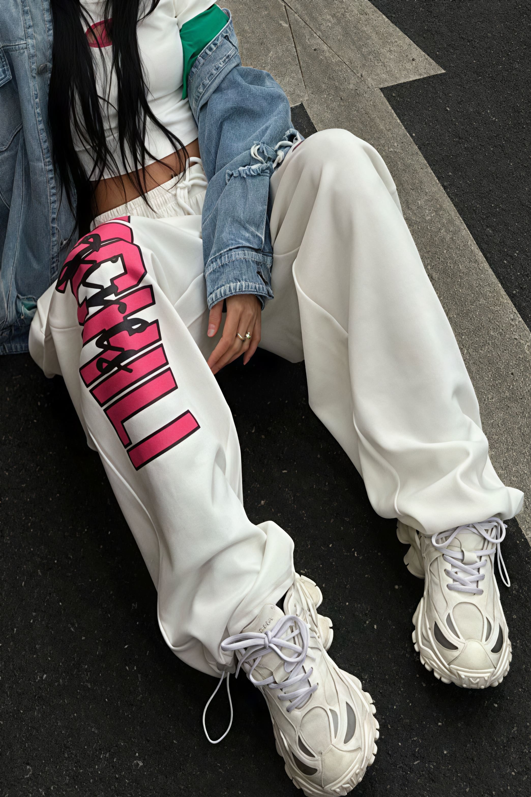 Hip Hop Print Draped Wide Leg Pants image 4