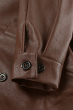 Vintage Brown Leather Blazer Coat image 8