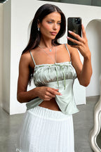 Sexy Satin Ruched Spaghetti Strap Cami Top image 2