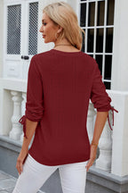 Petra Eyelet Top detail view styled for Avrienne