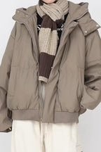 Stand Collar High Neck Hooded Puffer Jacket image 2