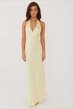 Elegant Solid V Neck Slim Fit Maxi Dress image 13