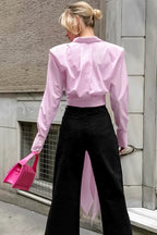 Striped Tie Waist Shirt Blouse image 3