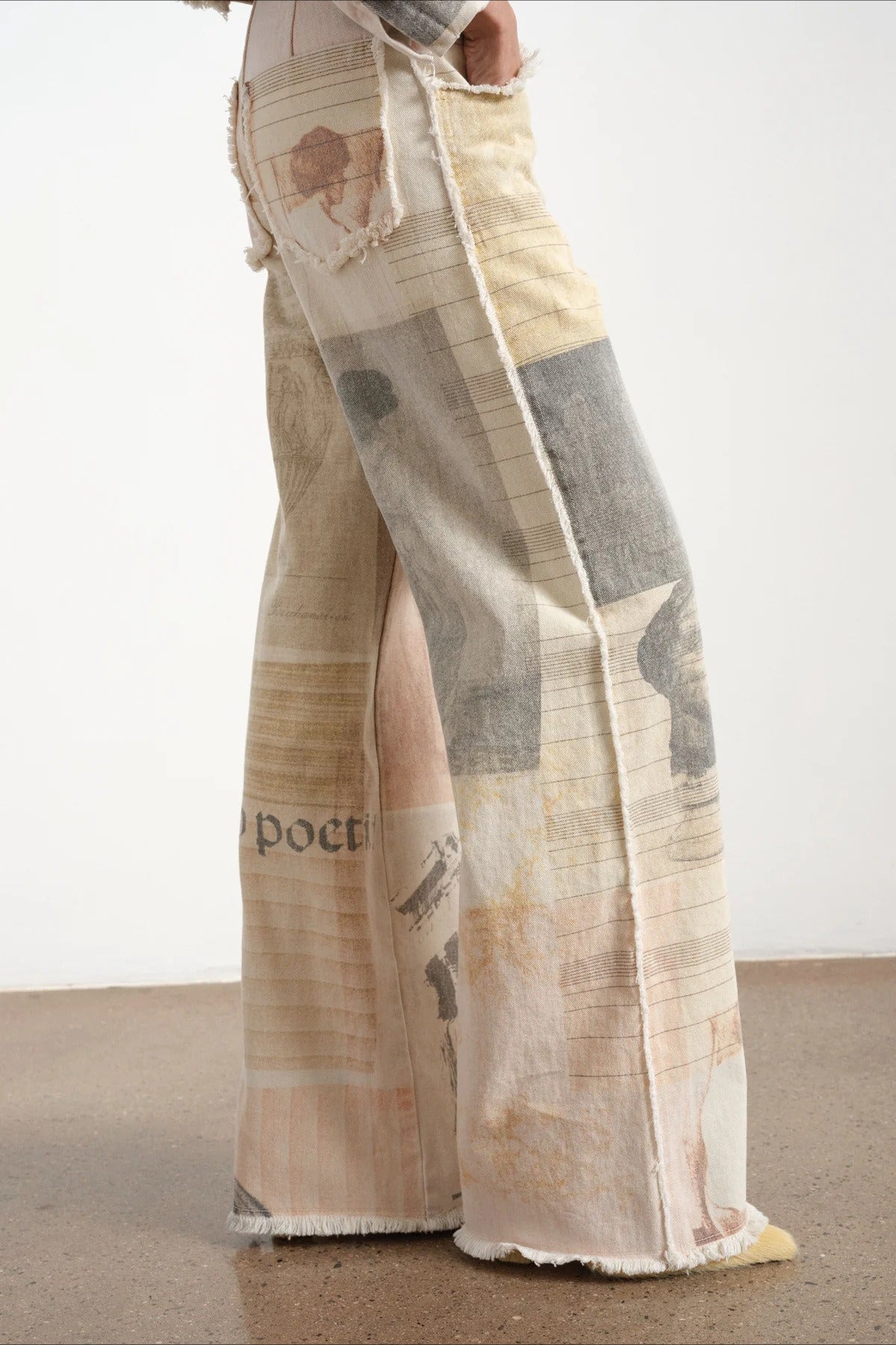 Vintage Newspaper Print Straight Leg Jeans image 2