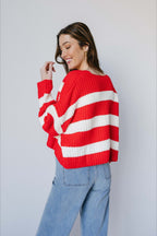 Loose Stripe V Neck Long Sleeve Knit Cardigan image 6