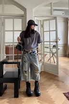 Loose Ripped Capri Wide Leg Jeans image 4
