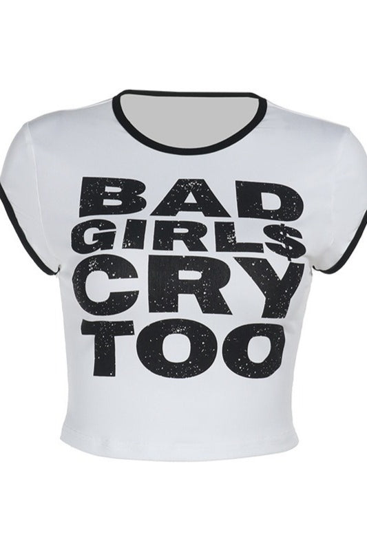 Letter Print Color Block Trim T-Shirt image 5