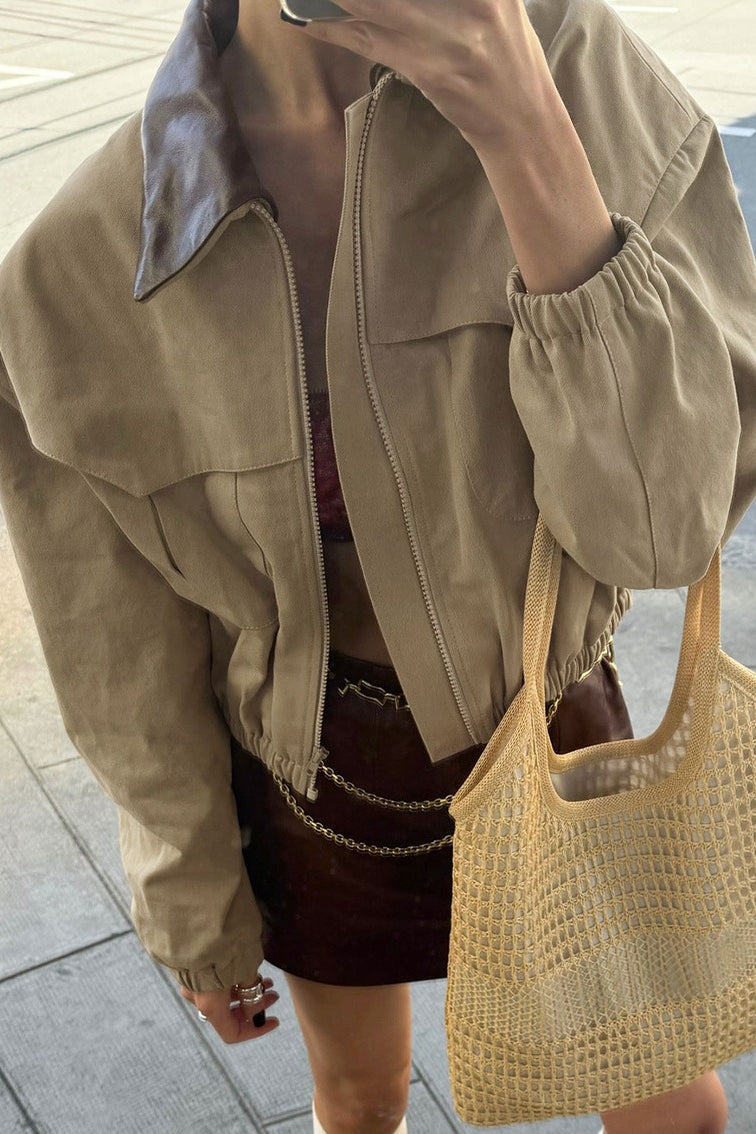 Contrast Color Loose Fit Jacket image 4