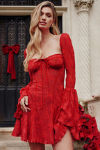 Lace Bell Sleeve Bandeau Sexy Mini Dress image 1