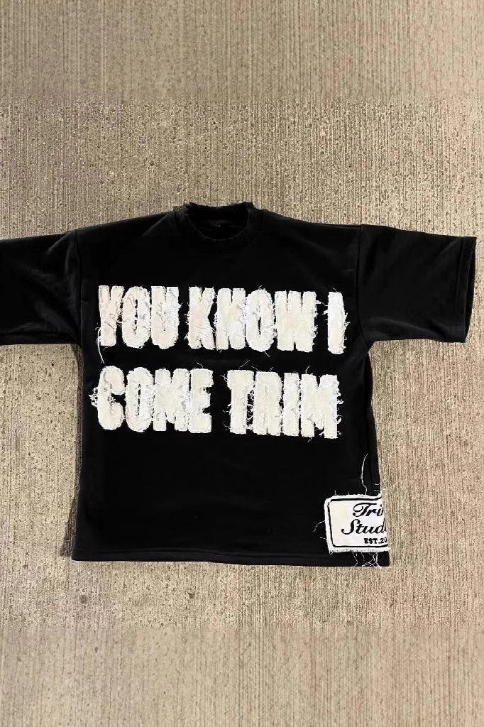 Street Pullover Letter Patch Loose Crew T-shirt image 1