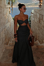 Solid Hollow Bandeau Casual Maxi Dress image 5