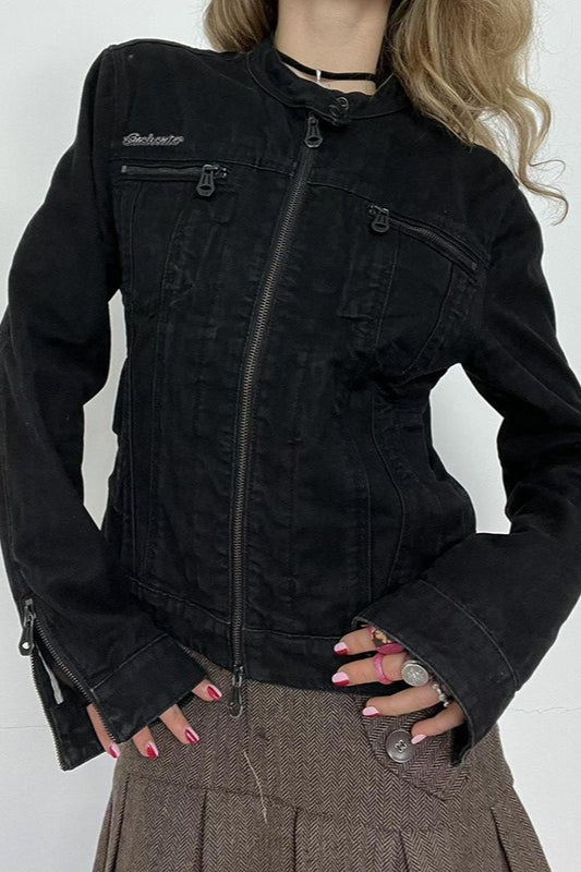 Black Washed Denim Jacket image 1
