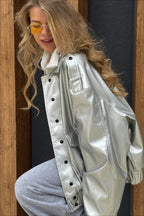 Oversized Long Sleeve Leather Jacket image 4