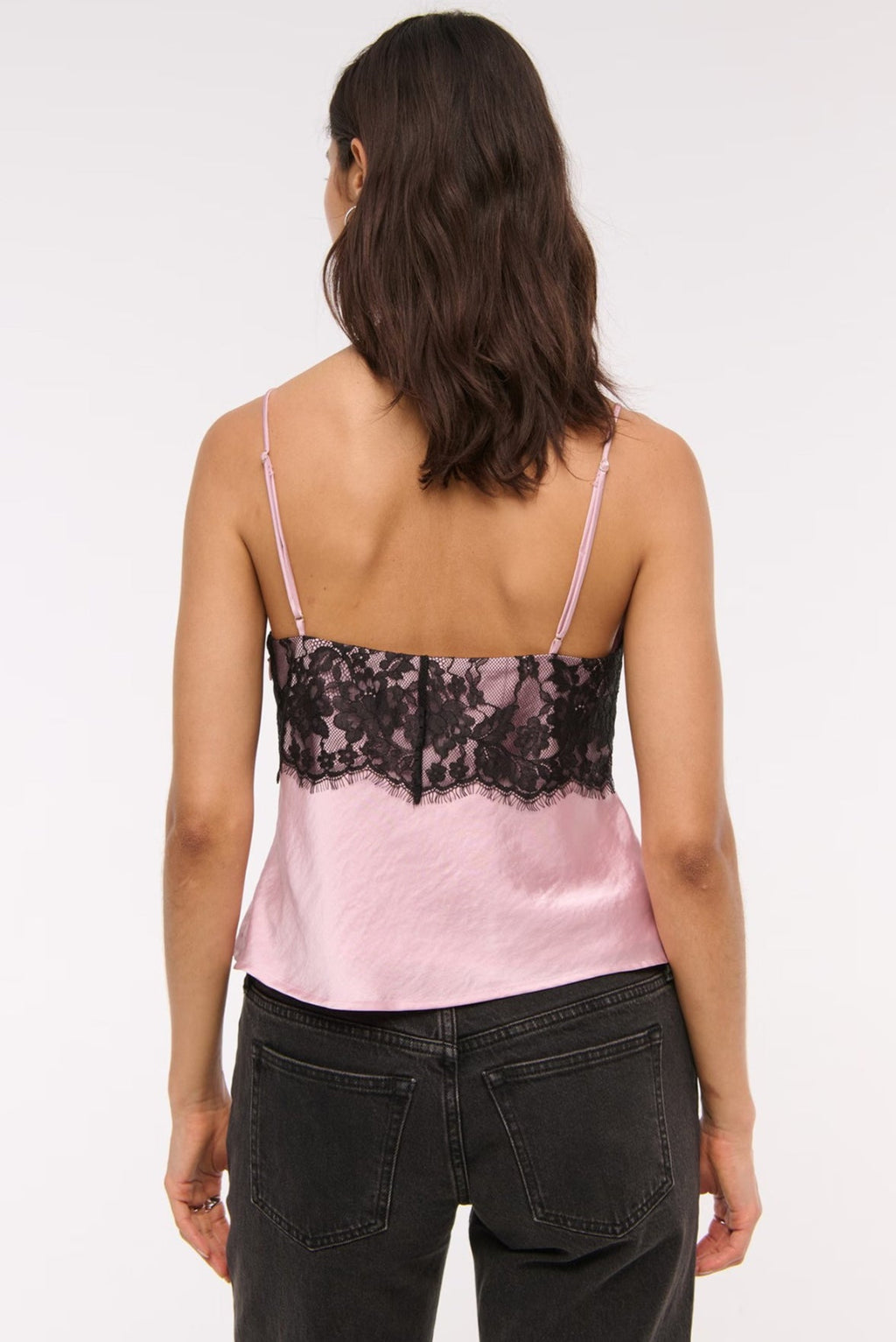 Lace Color Block Satin Backless Cami Top image 3