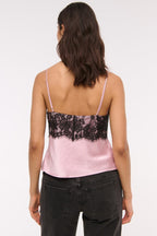 Lace Color Block Satin Backless Cami Top image 3