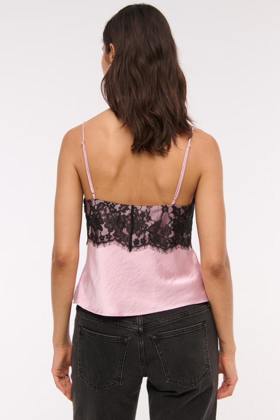 Lace Color Block Satin Backless Cami Top image 3