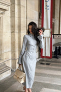 Elegant Long Sleeve Collared Midi Dress image 2