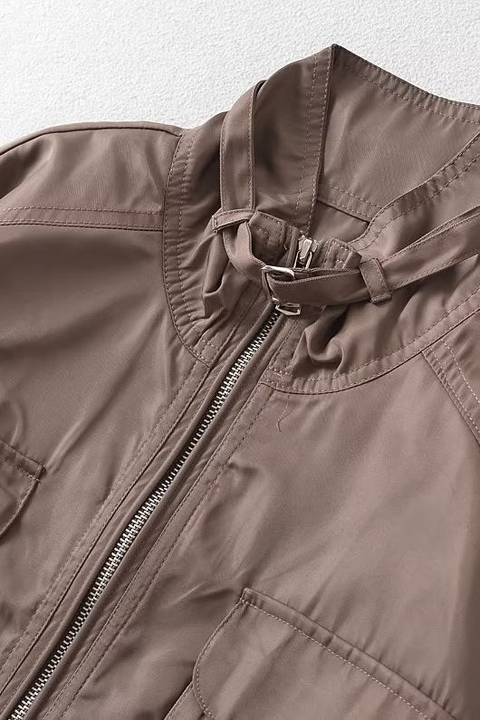 Cropped Cargo High Neck Coat image 9