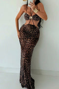 Sexy Leopard Maxi Backless Three Piece Swim Set image 1