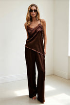 Chic V Neck Cami With Flowy Pants Two Piece Set image 2