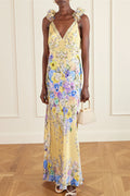 Floral Ruffle Strap Backless Maxi Dress image 1
