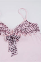 Sweet Leopard Patchwork Bow Lace Cami Top image 6