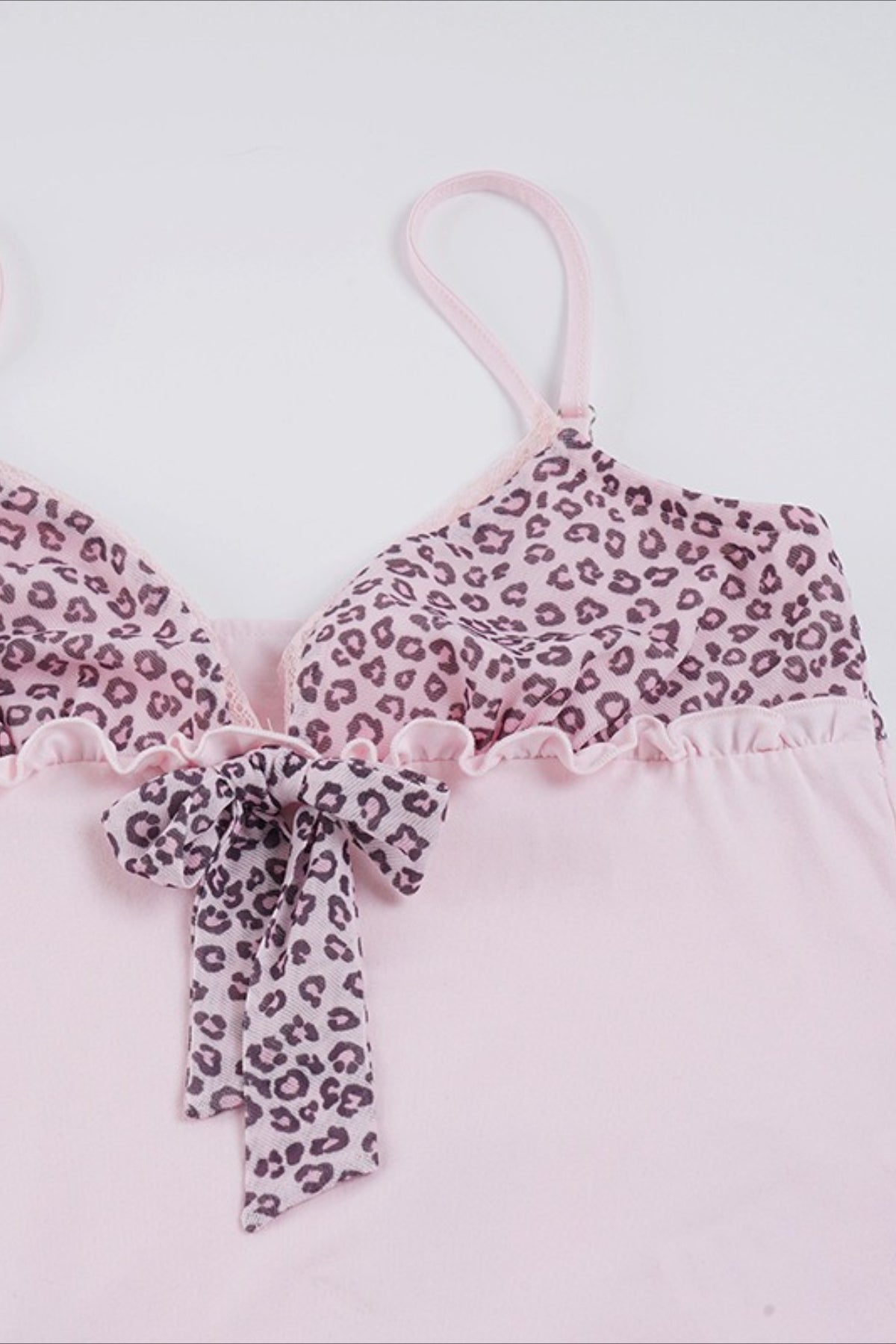 Sweet Leopard Patchwork Bow Lace Cami Top image 6